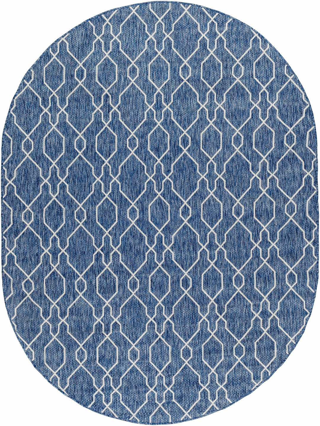Aldford Denim Modern Geometrical Blue And Cream Machine Woven Outdoor Carpet - The Rug Decor