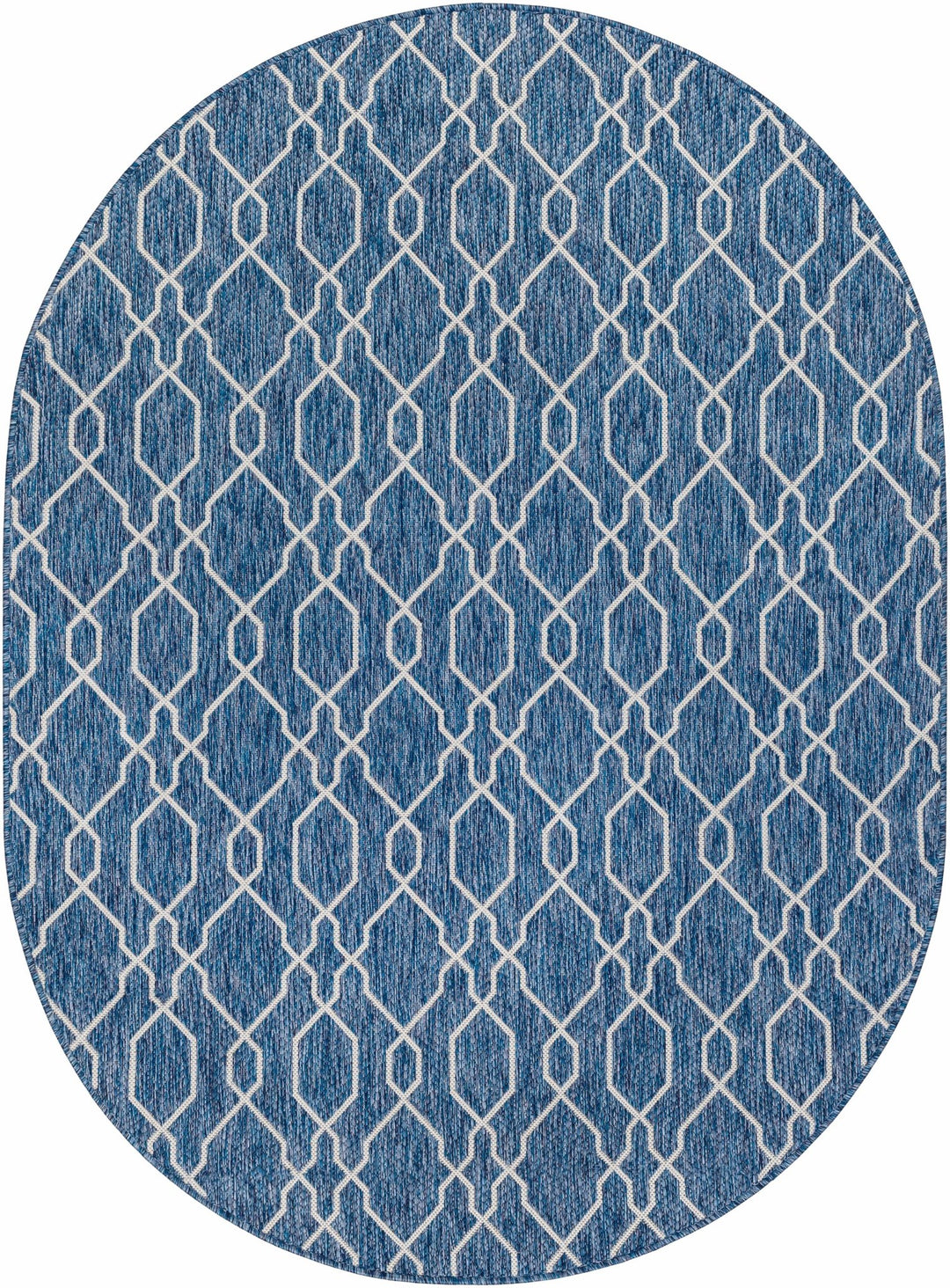 Aldford Denim Modern Geometrical Blue And Cream Machine Woven Outdoor Carpet - The Rug Decor
