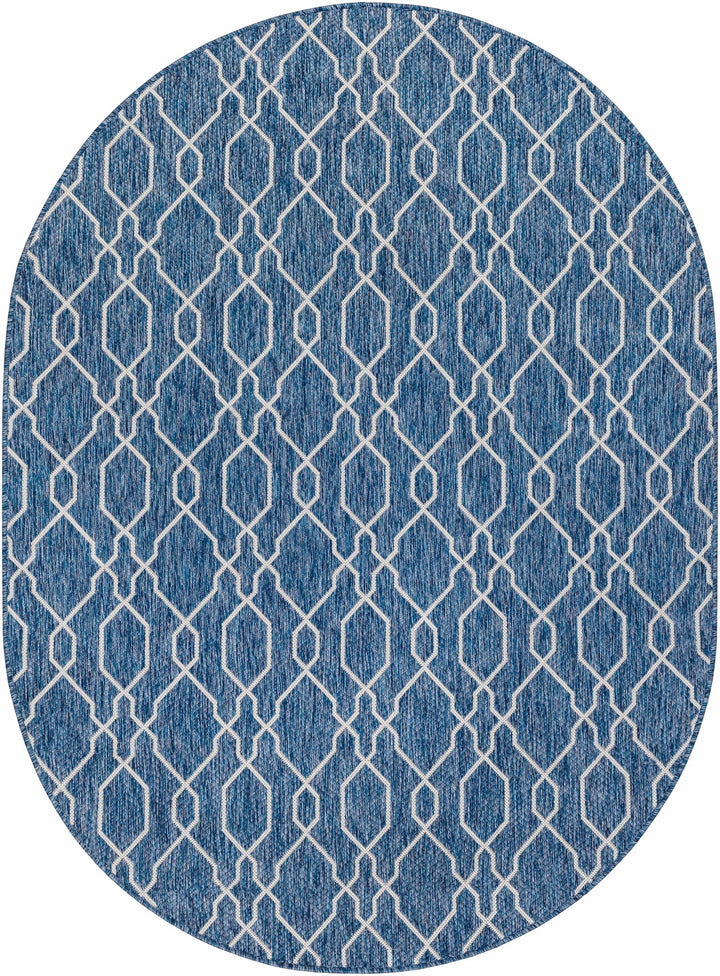 Aldford Denim Modern Geometrical Blue And Cream Machine Woven Outdoor Carpet - The Rug Decor