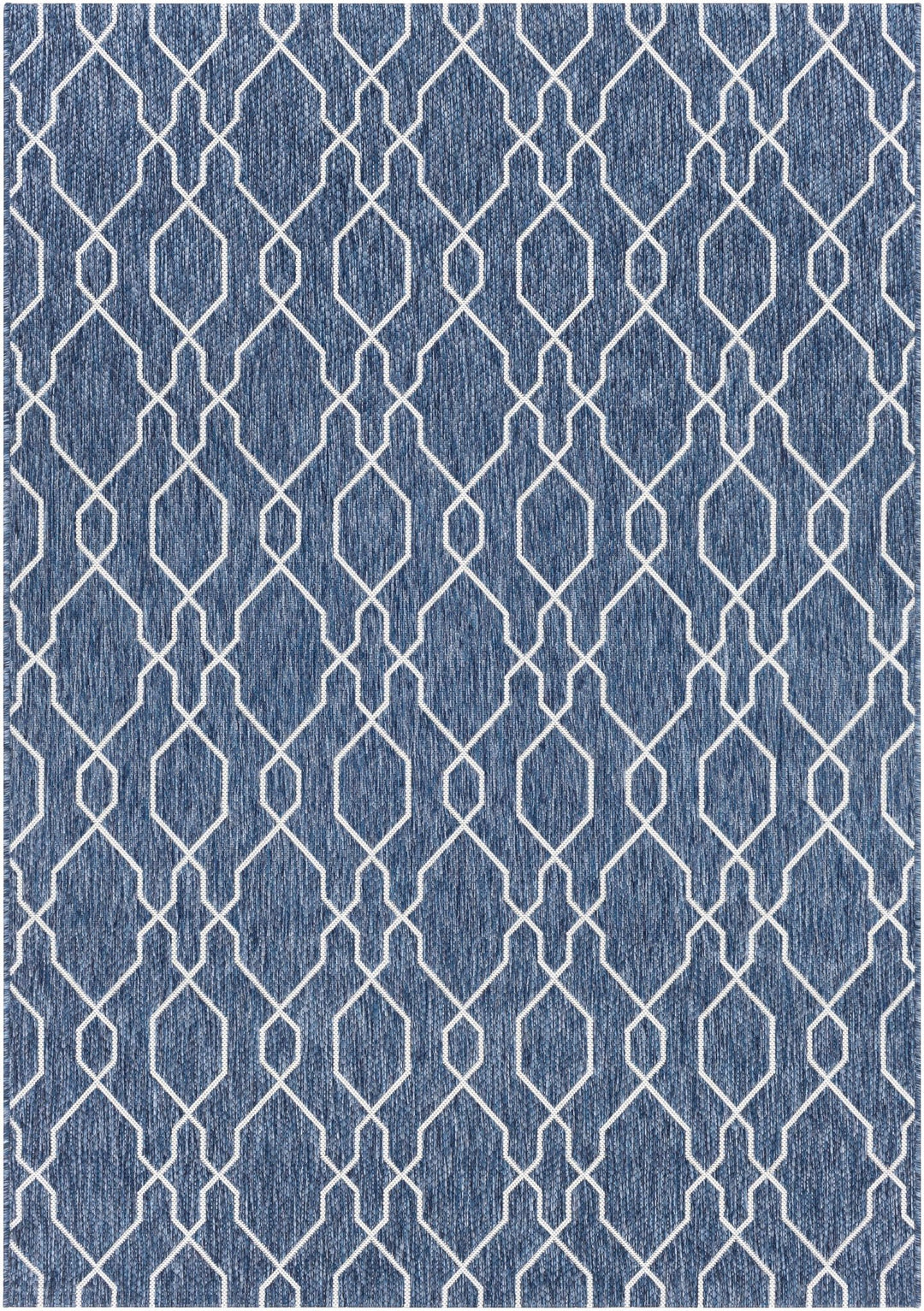 Aldford Denim Modern Geometrical Blue And Cream Machine Woven Outdoor Carpet - The Rug Decor