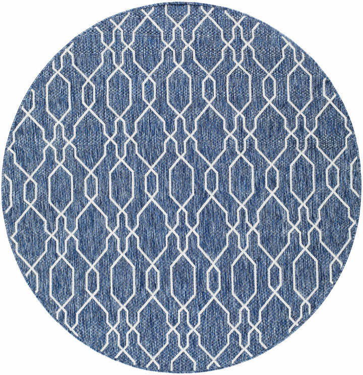 Aldford Denim Modern Geometrical Blue And Cream Machine Woven Outdoor Carpet - The Rug Decor