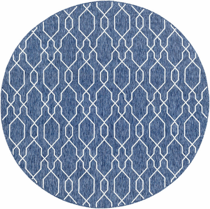 Aldford Denim Modern Geometrical Blue And Cream Machine Woven Outdoor Carpet - The Rug Decor