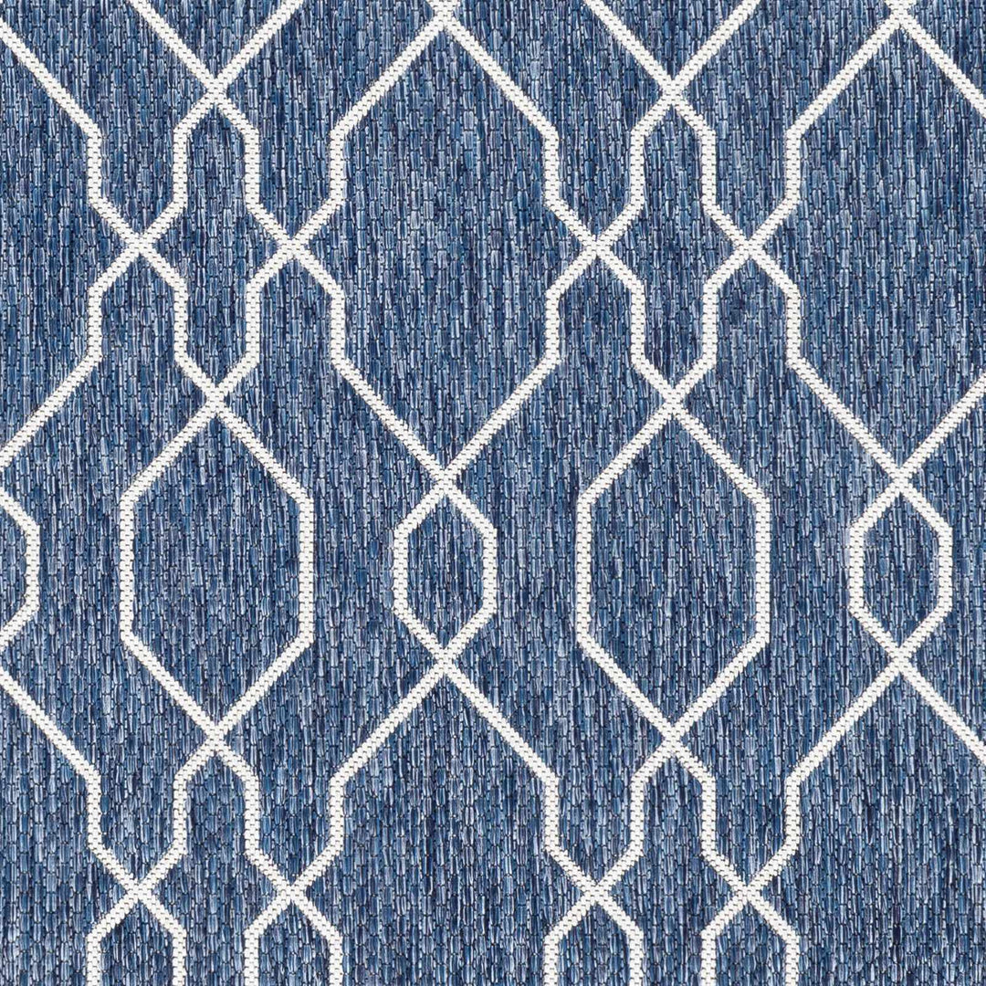 Aldford Denim Modern Geometrical Blue And Cream Machine Woven Outdoor Carpet - The Rug Decor