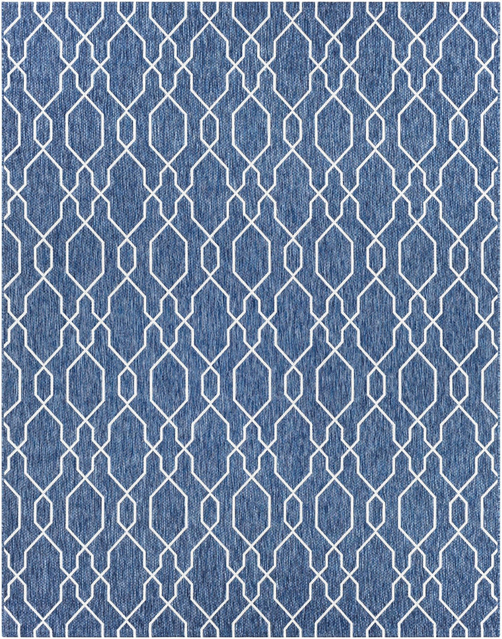 Aldford Denim Modern Geometrical Blue And Cream Machine Woven Outdoor Carpet - The Rug Decor