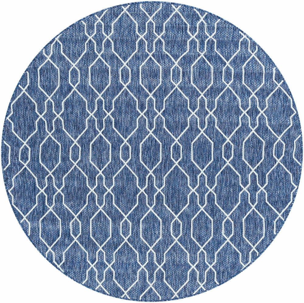 Aldford Denim Modern Geometrical Blue And Cream Machine Woven Outdoor Carpet - The Rug Decor
