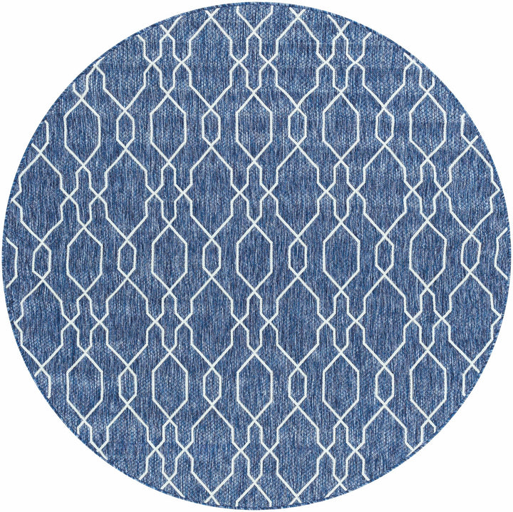 Aldford Denim Modern Geometrical Blue And Cream Machine Woven Outdoor Carpet - The Rug Decor