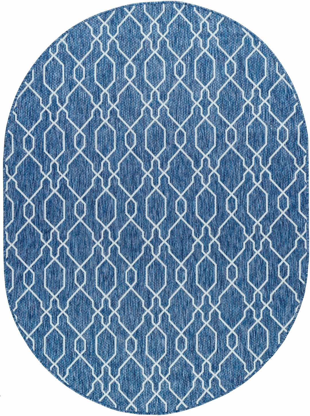 Aldford Denim Modern Geometrical Blue And Cream Machine Woven Outdoor Carpet - The Rug Decor
