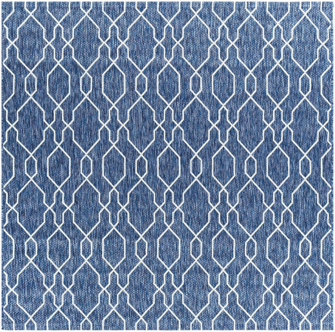 Aldford Denim Modern Geometrical Blue And Cream Machine Woven Outdoor Carpet - The Rug Decor