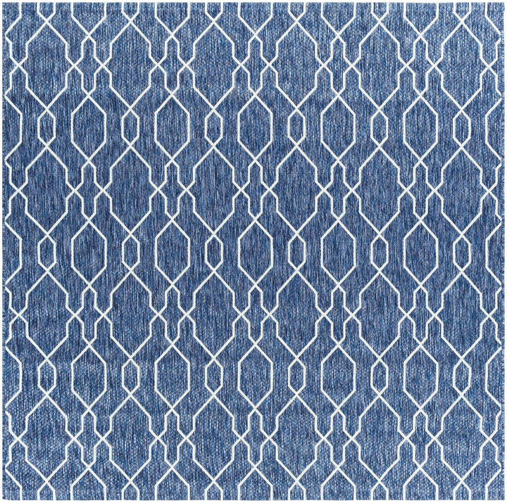 Aldford Denim Modern Geometrical Blue And Cream Machine Woven Outdoor Carpet - The Rug Decor