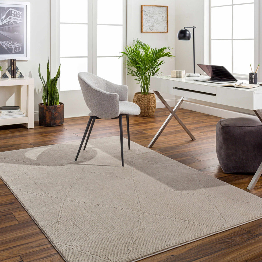 Aldis Bohemian Style Tan Plush Textured Washable Rug - The Rug Decor