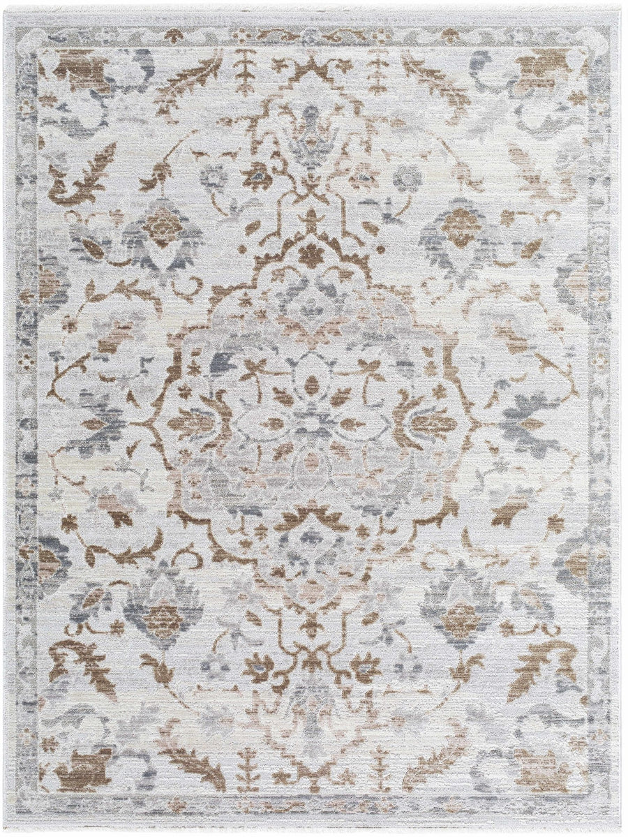 Aldona Traditional Style Ivory And Brown Area Rug - The Rug Decor
