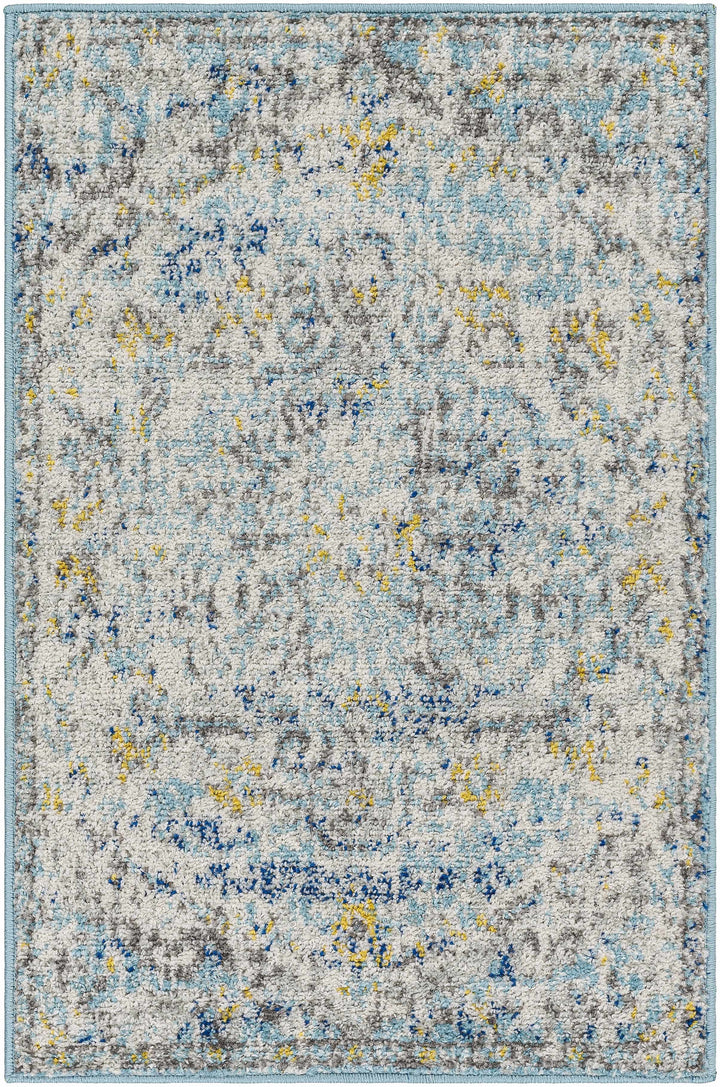 Aleknagik Teal And Beige Traditional Style Area Rug
