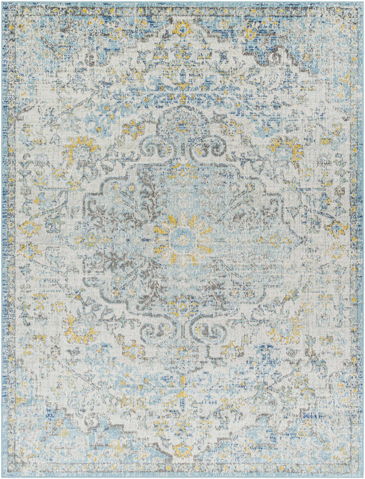 Aleknagik Teal And Beige Traditional Style Area Rug