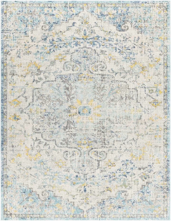 Aleknagik Teal And Beige Traditional Style Area Rug