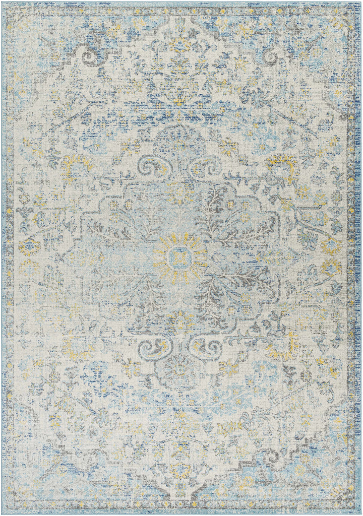 Aleknagik Teal And Beige Traditional Style Area Rug