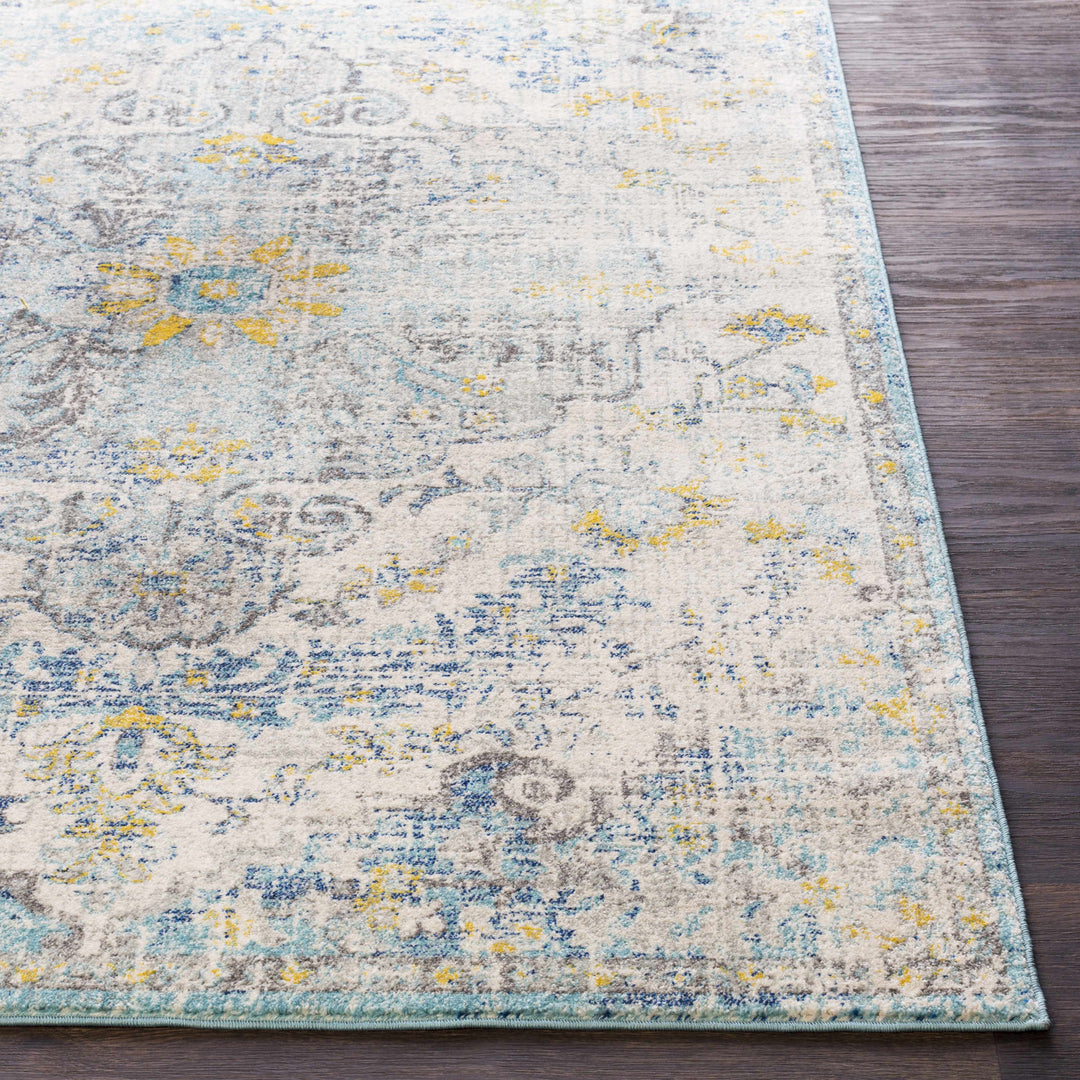 Aleknagik Teal And Beige Traditional Style Area Rug