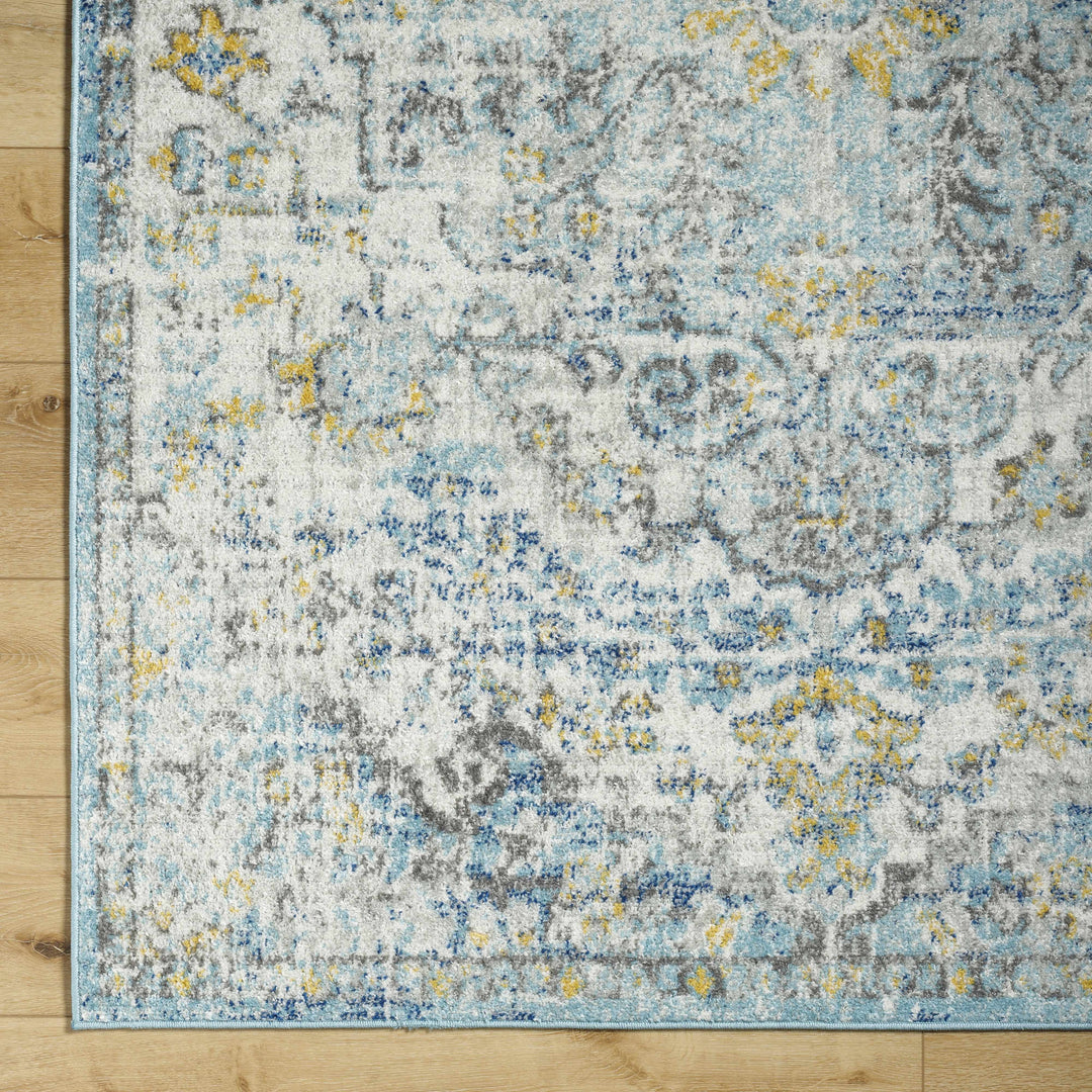 Aleknagik Teal And Beige Traditional Style Area Rug