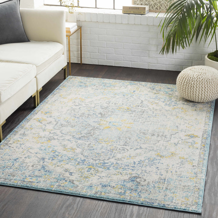 Aleknagik Teal And Beige Traditional Style Area Rug