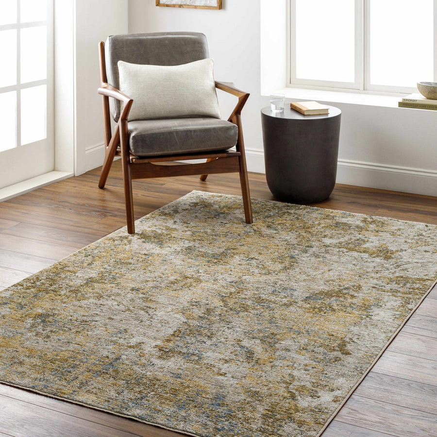 Aleka Contemporary Abstract Tan And Olive Rug - The Rug Decor