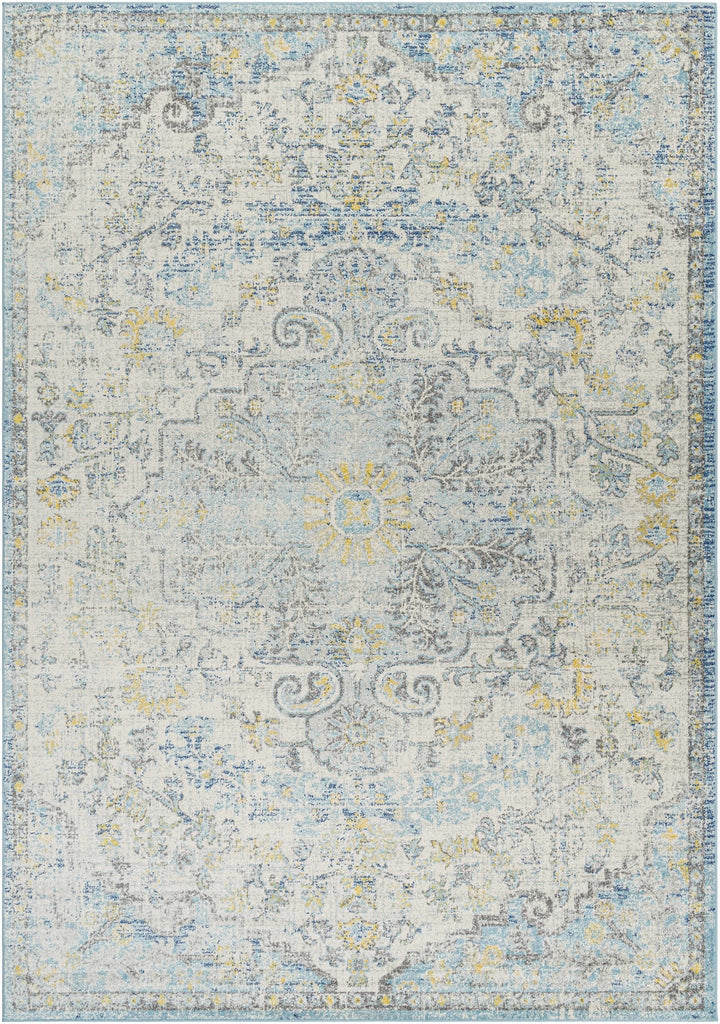 Aleknagik Teal And Beige Traditional Style Area Rug - The Rug Decor