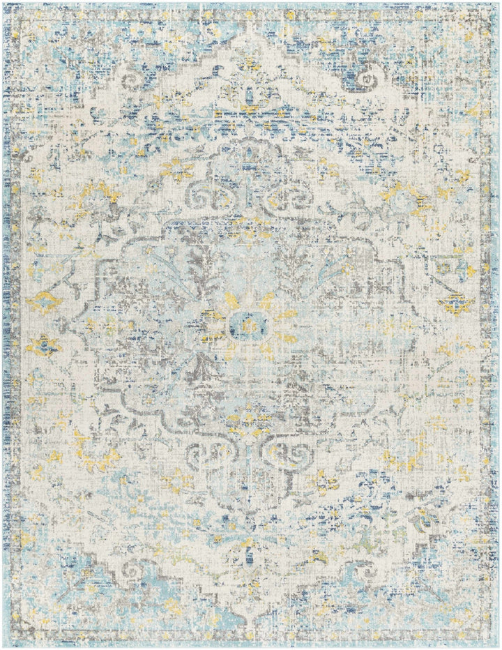 Aleknagik Teal And Beige Traditional Style Area Rug - The Rug Decor