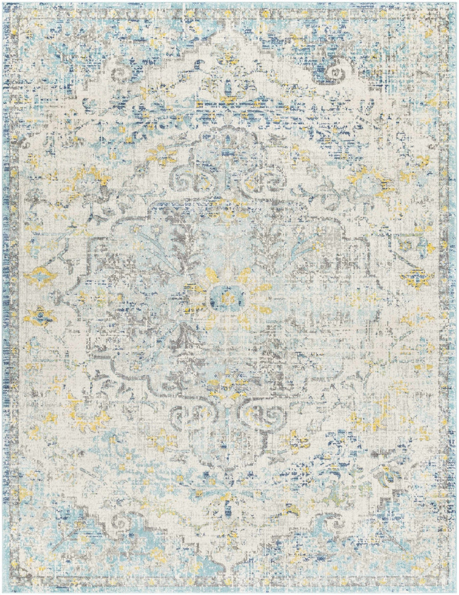 Aleknagik Teal And Beige Traditional Style Area Rug - The Rug Decor