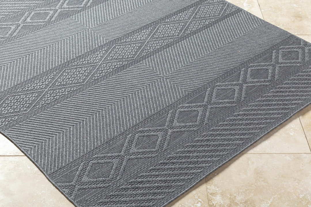 Aletha Modern Geometric Design Charcoal Outdoor Area Rug - The Rug Decor