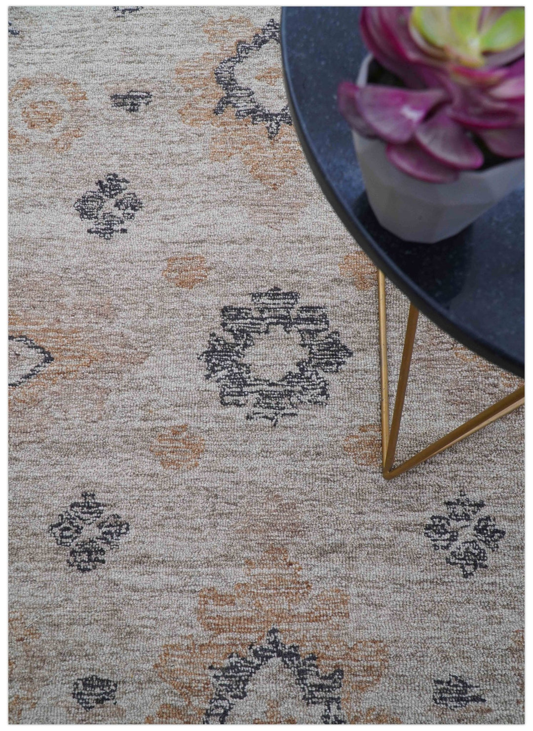 Alexa Custom Made Traditional Oushak Beige Hand Tufted wool rug - The Rug Decor