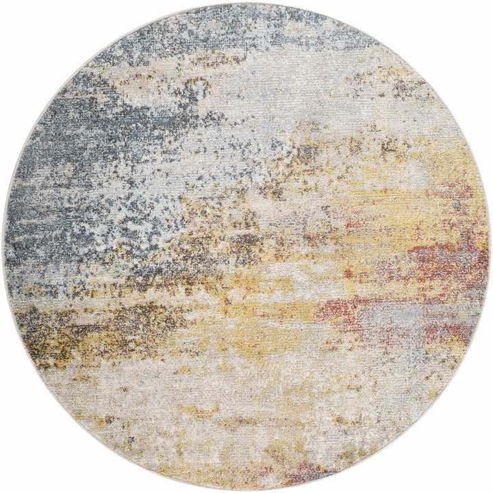 Alexandra Modern Abstract Design Blue And Mustard Area Rug - The Rug Decor
