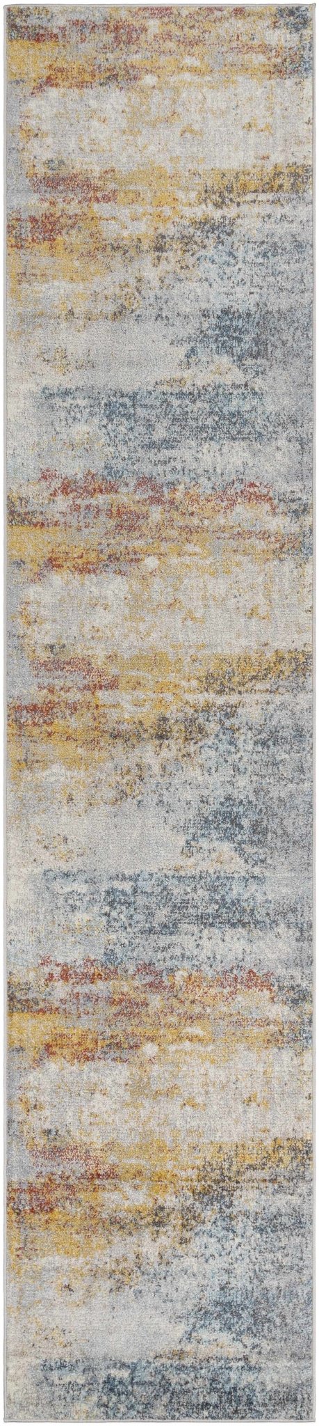 Alexandra Modern Abstract Design Blue And Mustard Area Rug - The Rug Decor