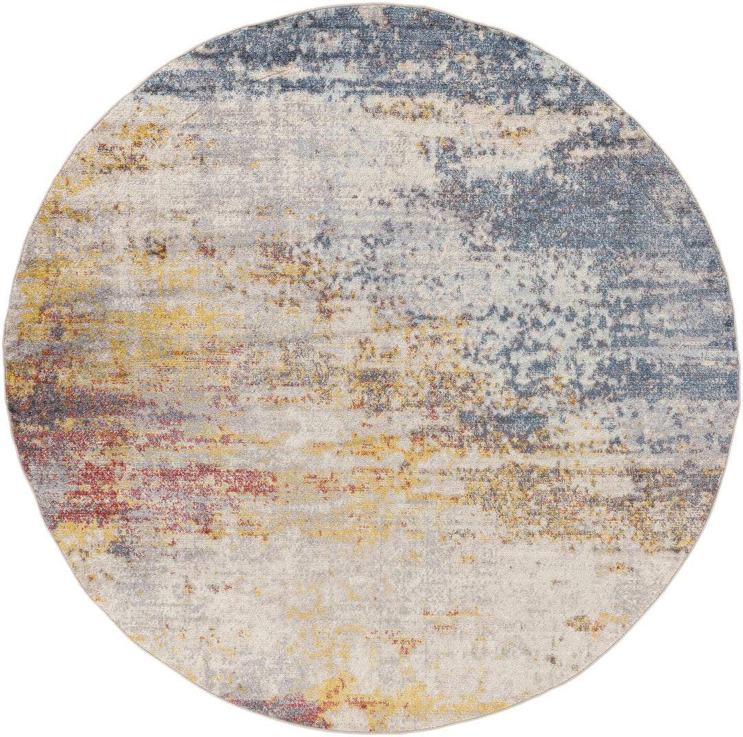 Alexandra Modern Abstract Design Blue And Mustard Area Rug - The Rug Decor