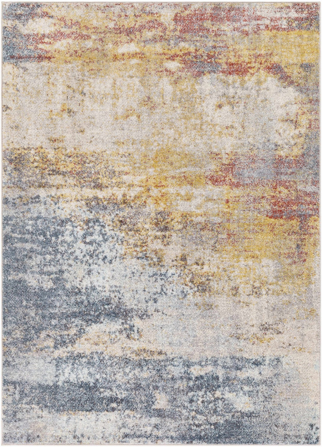 Alexandra Modern Abstract Design Blue And Mustard Area Rug - The Rug Decor