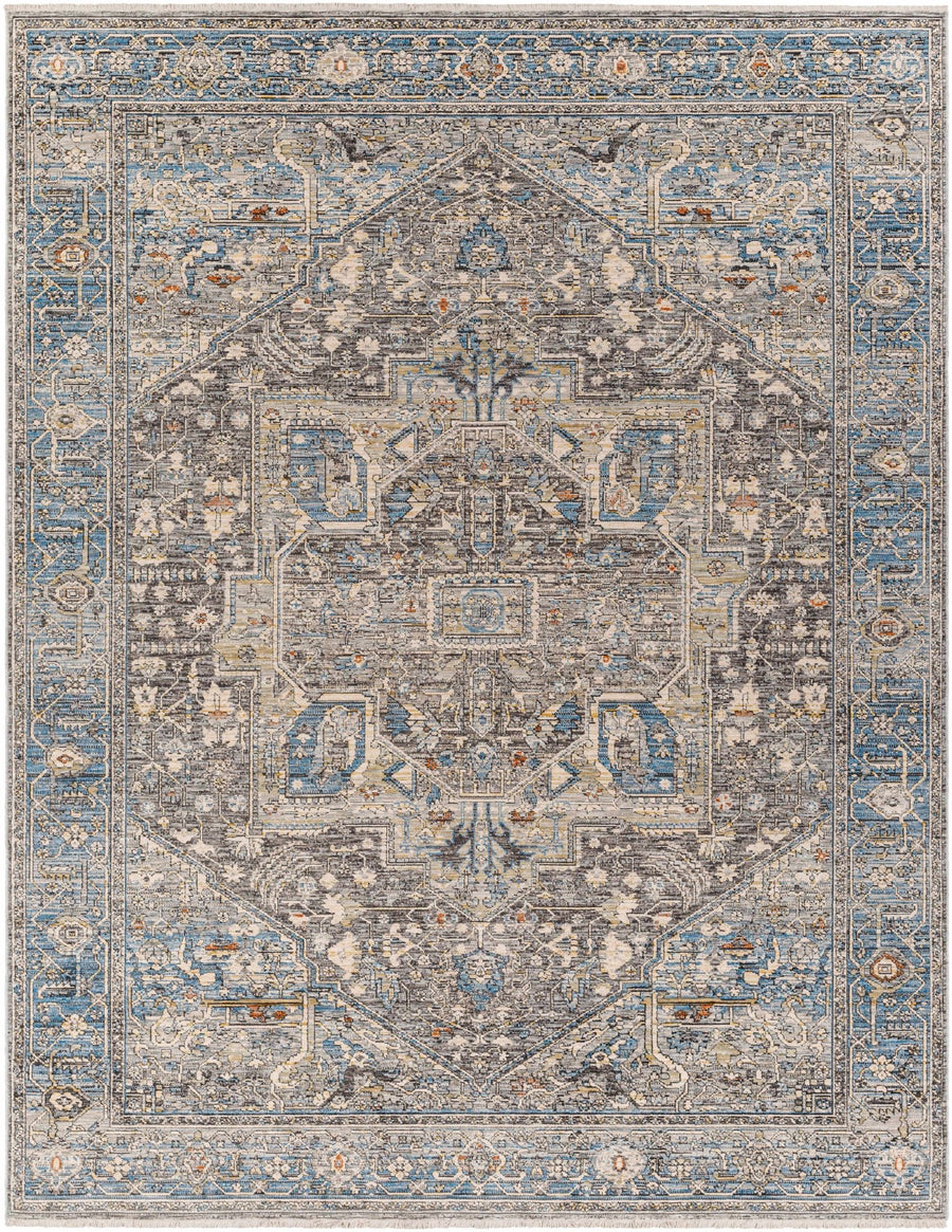 Alina Traditional Style Beige And Blue Area Rug - The Rug Decor