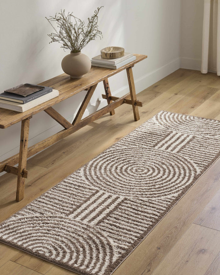 Allard Brown And Beige Contemporary Design Washable Rug - The Rug Decor