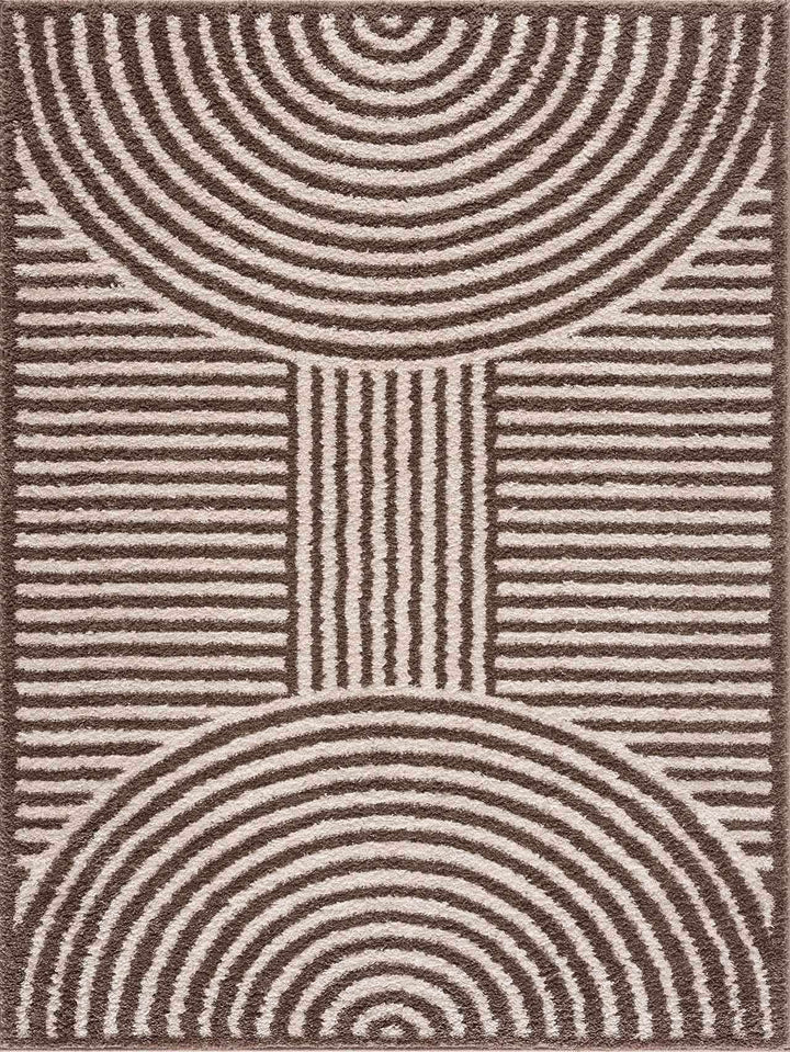Allard Brown And Beige Contemporary Design Washable Rug - The Rug Decor