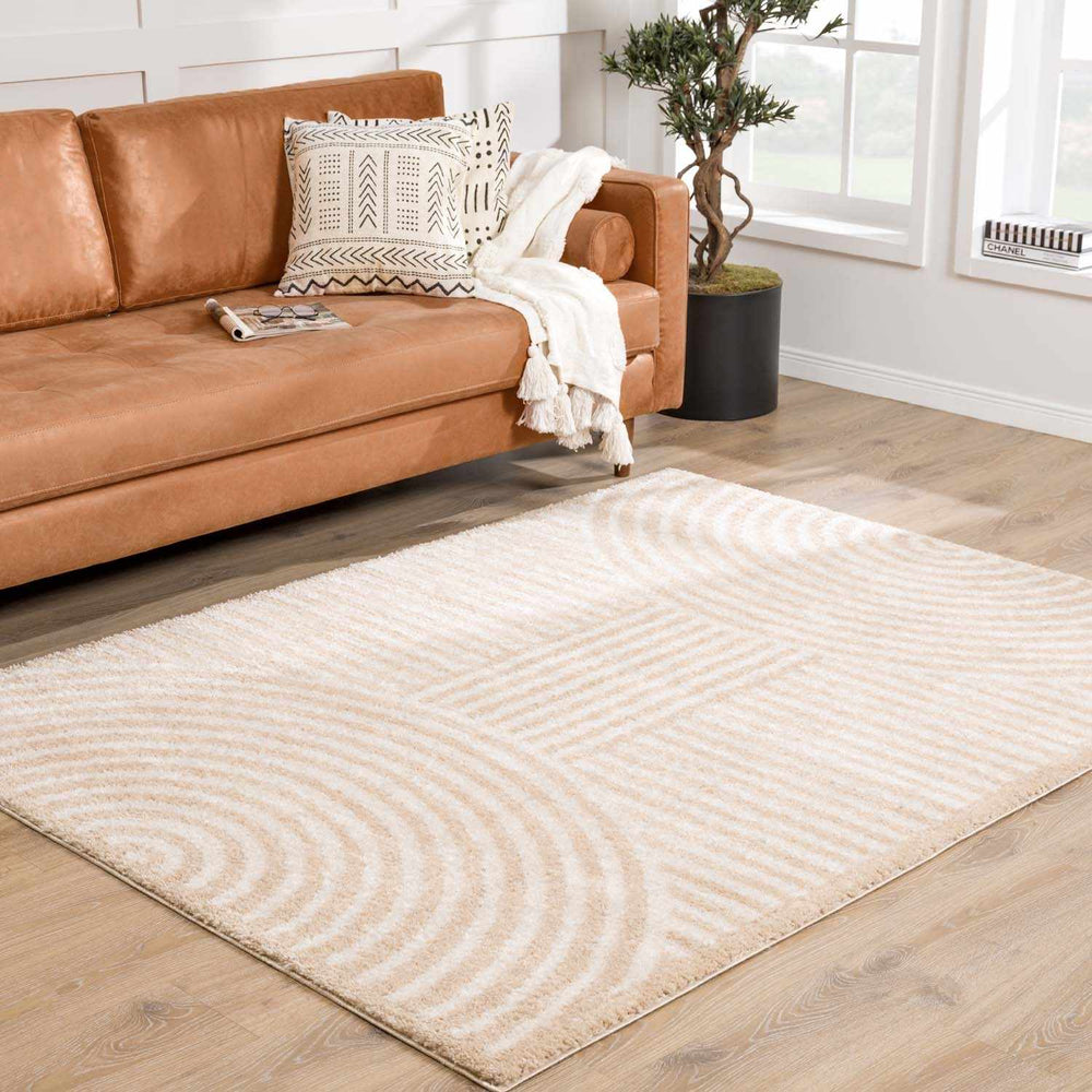 Allard Contemporary Geometrical Beige And Ivory Rug - The Rug Decor