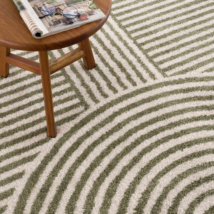 Allard Olive And Beige Contemporary Design Washable Rug - The Rug Decor