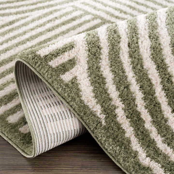 Allard Olive And Beige Contemporary Design Washable Rug - The Rug Decor