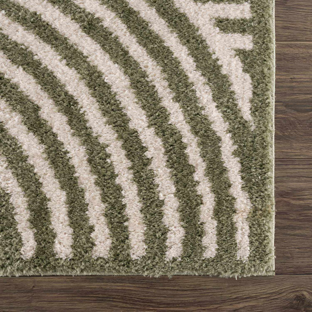 Allard Olive And Beige Contemporary Design Washable Rug - The Rug Decor