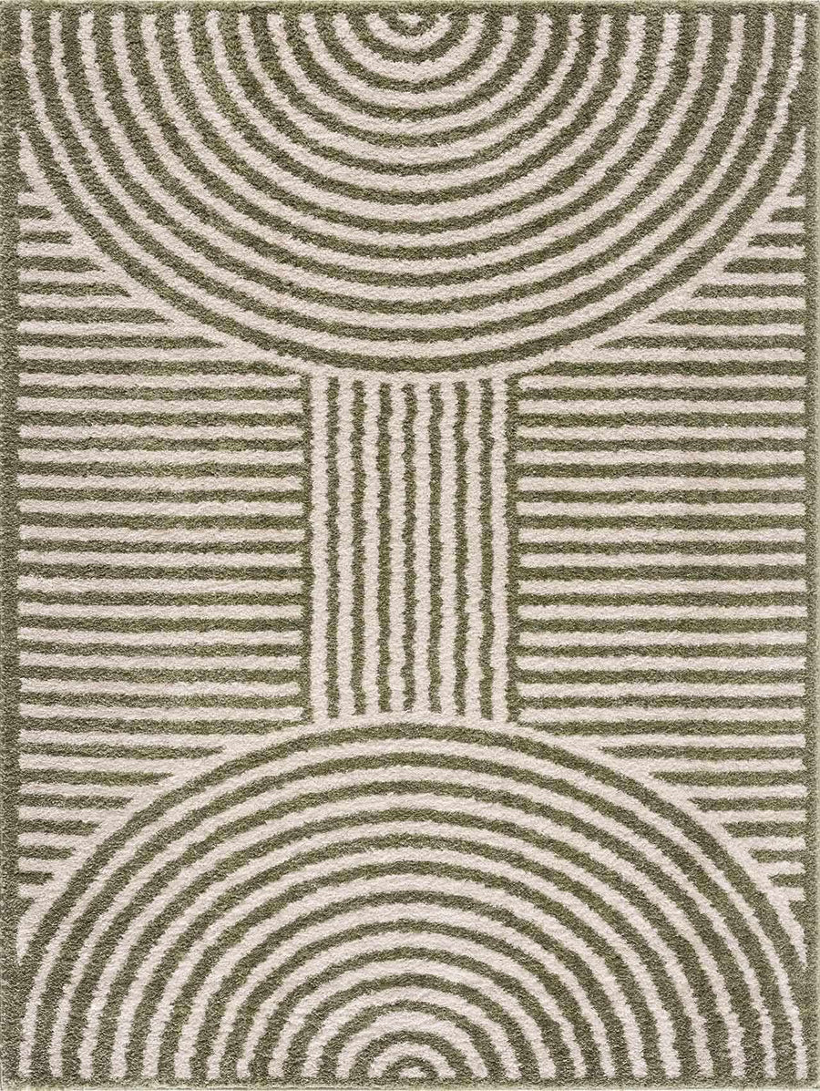 Allard Olive And Beige Contemporary Design Washable Rug - The Rug Decor