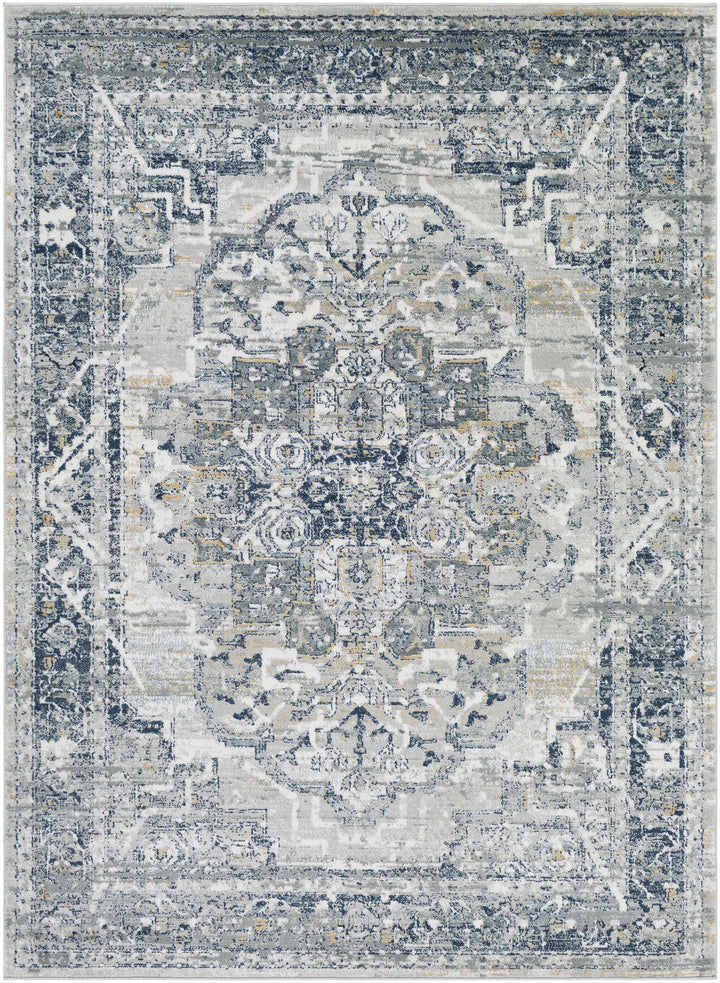 Allerton Traditional Style Gray And Blue Area Rug