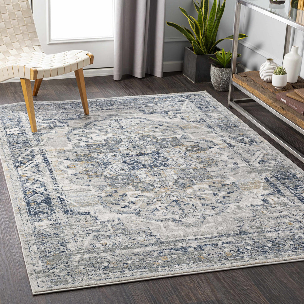 Allerton Traditional Style Gray And Blue Area Rug - The Rug Decor