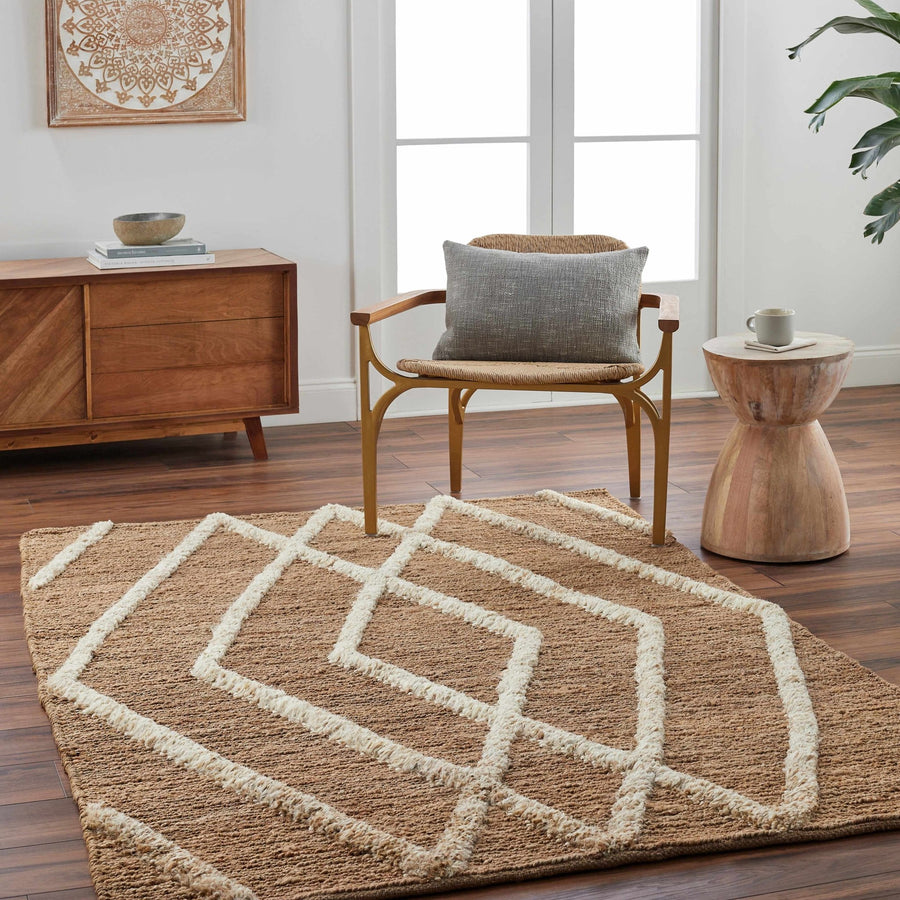 Allie Modern Geometrical Brown And Beige Jute Rug - The Rug Decor