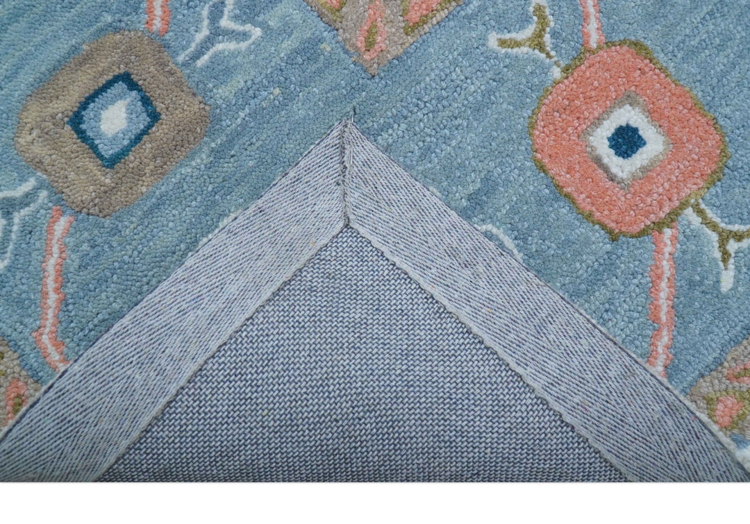 Allure Custom Made Ivory And Blue Traditional Oushak Hand Tufted Wool Rug - The Rug Decor