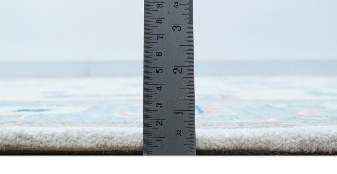 Allure Custom Made Ivory And Blue Traditional Oushak Hand Tufted Wool Rug - The Rug Decor