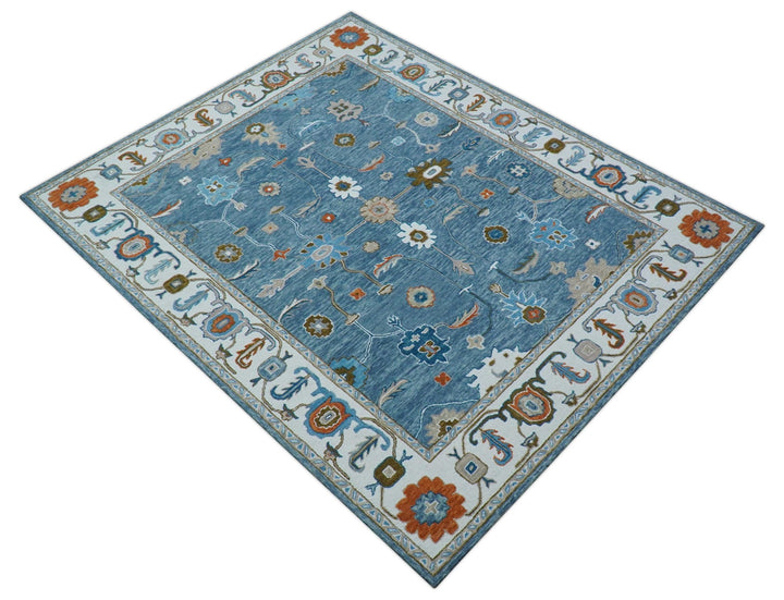 Allure Custom Made Modern Oushak Blue And Ivory Hand Tufted Wool Rug - The Rug Decor
