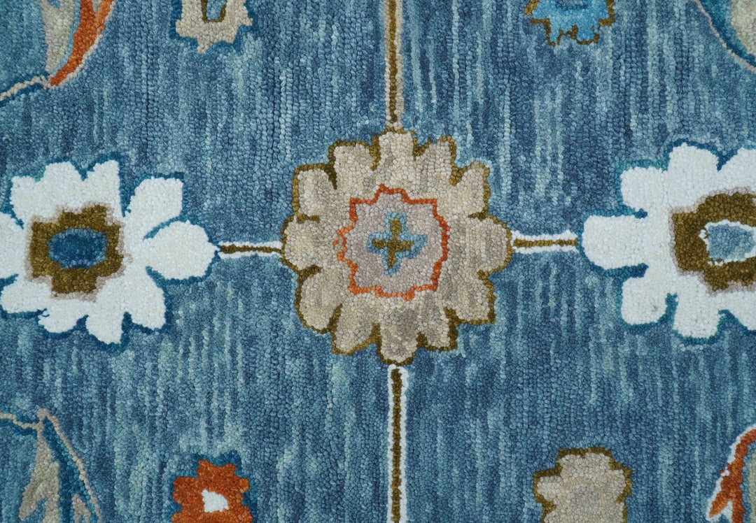 Allure Custom Made Modern Oushak Blue And Ivory Hand Tufted Wool Rug - The Rug Decor