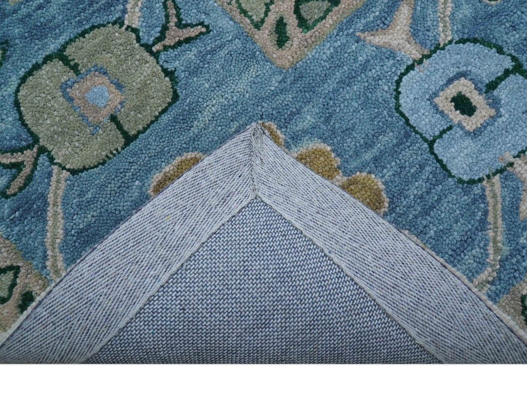 Allure Custom Made Traditional Oushak Beige And Blue Hand Tufted Wool Rug - The Rug Decor