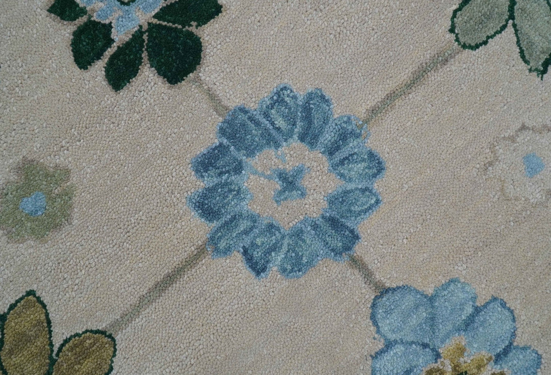 Allure Custom Made Traditional Oushak Beige And Blue Hand Tufted Wool Rug - The Rug Decor