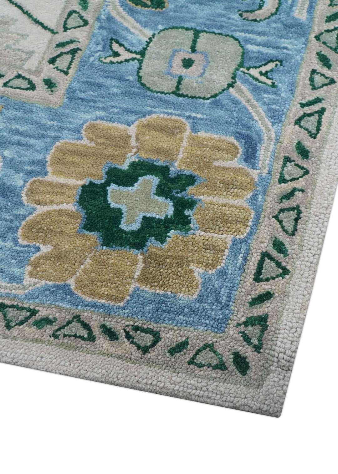 Allure Custom Made Traditional Oushak Beige And Blue Hand Tufted Wool Rug - The Rug Decor